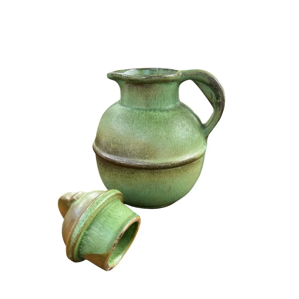 FRANKOMA Pottery Small Guernsey Juice Pitcher Prairie Green 6.5